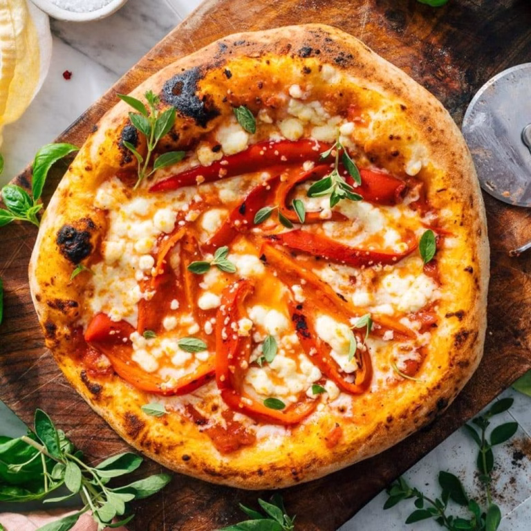 Calabrian Chili Roasted Red Pepper Pizza Recipe