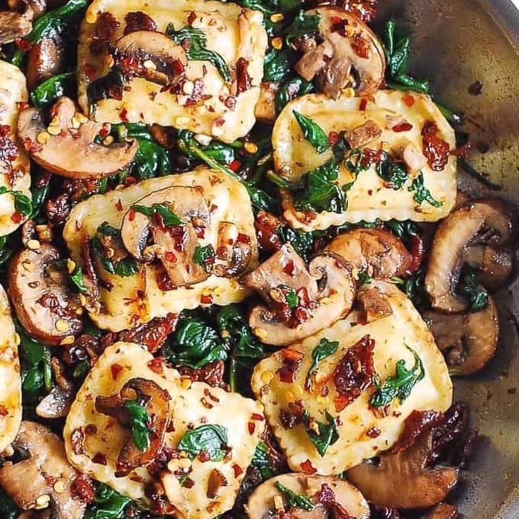 Mushroom Ravioli With Spinach Recipe