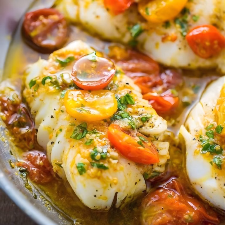 Pan Seared Cod In White Wine Tomato Basil Sauce Recipe