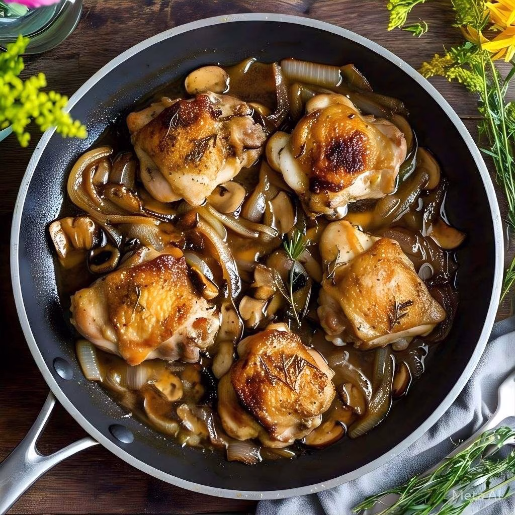 Cider Braised Chicken With Caramelized Onions Recipe