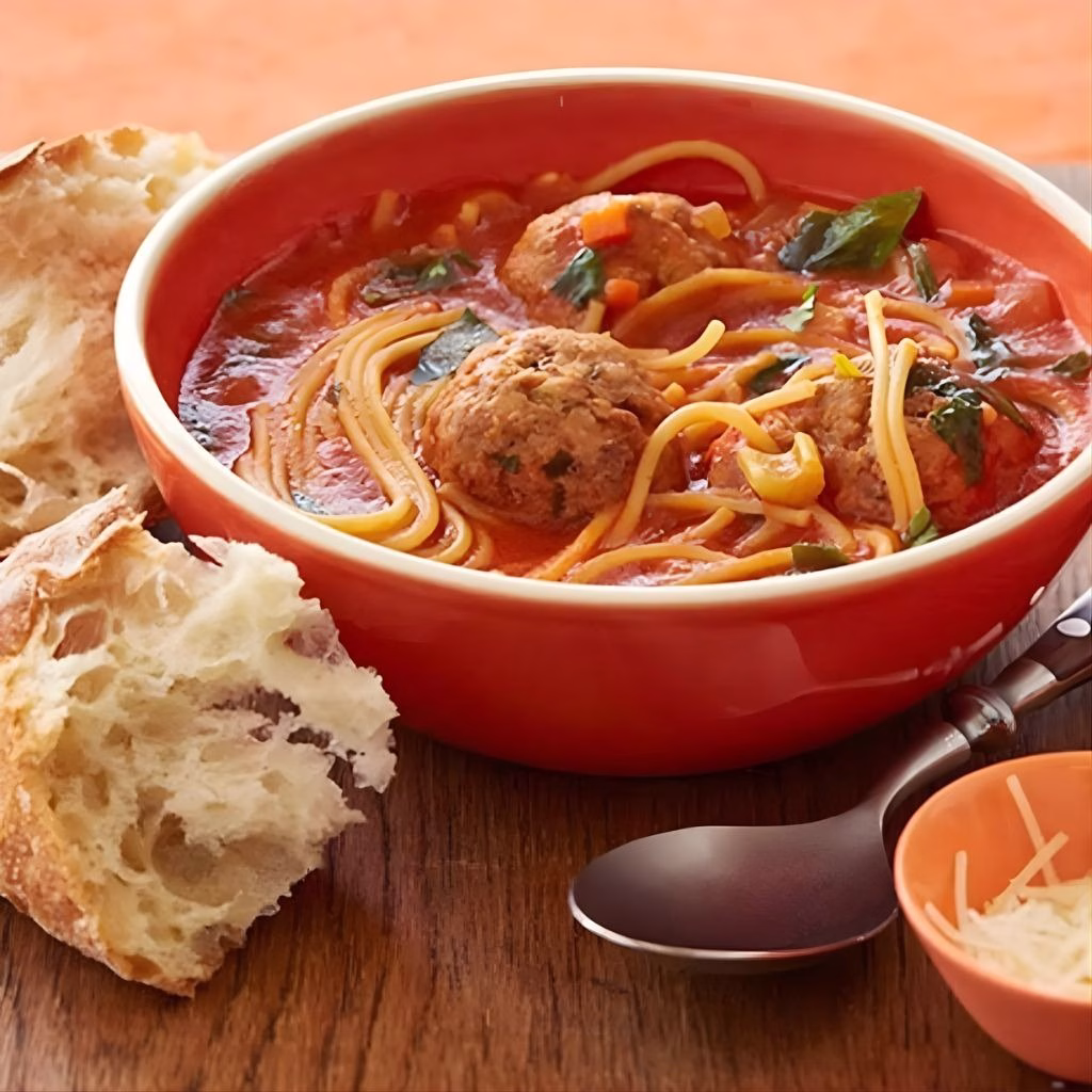 Spaghetti And Meatball Soup Recipe