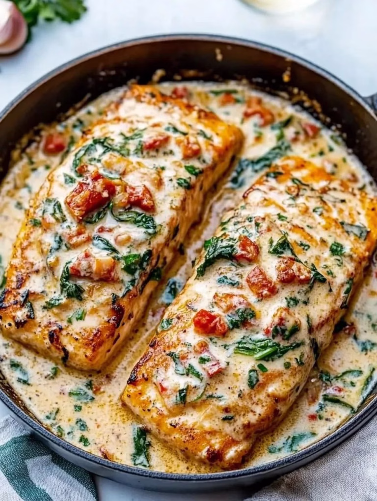 Tuscan Salmon with Parmesan Cream Sauce Recipe