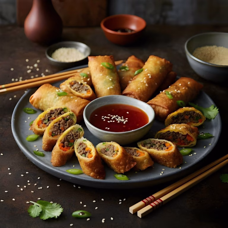 Korean Ground Beef Egg Rolls Recipe