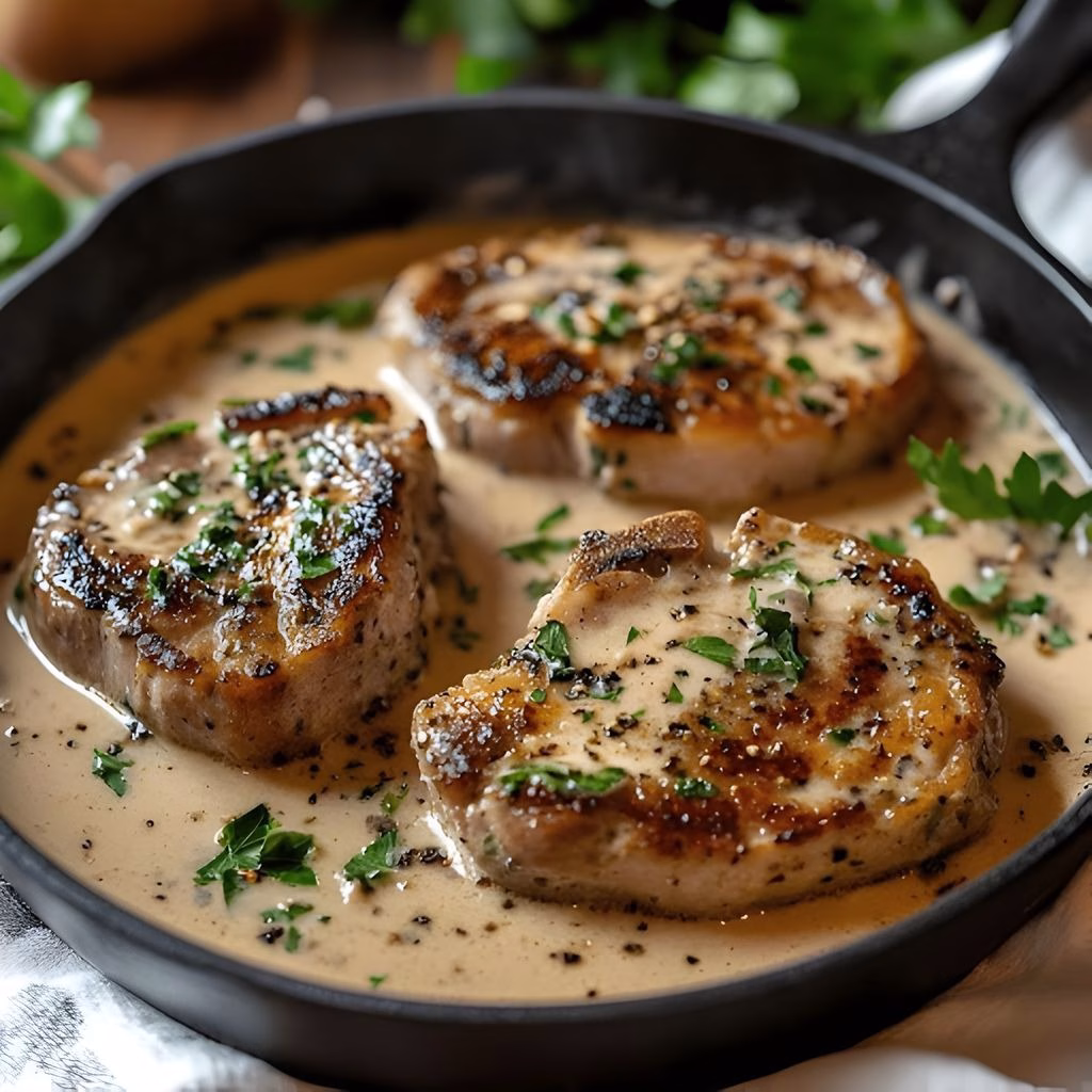 Boneless Pork Chops In Creamy White Wine Sauce Recipe