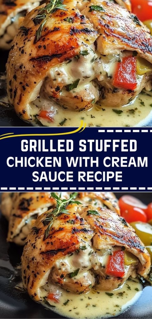 Grilled Stuffed Chicken with Cream Sauce Recipe
