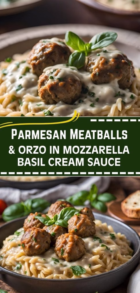 Parmesan Meatballs and Orzo in Mozzarella Basil Cream Sauce Recipe