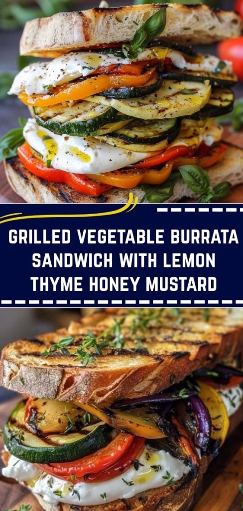 Grilled Vegetable Burrata Sandwich with Lemon Thyme Honey Mustard Recipe