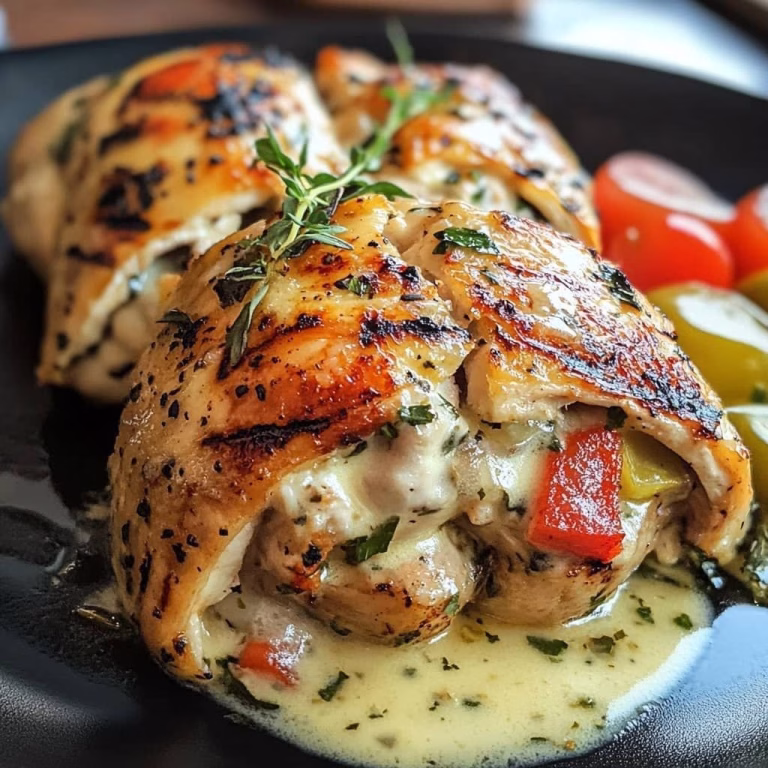 Grilled Stuffed Chicken with Cream Sauce Recipe