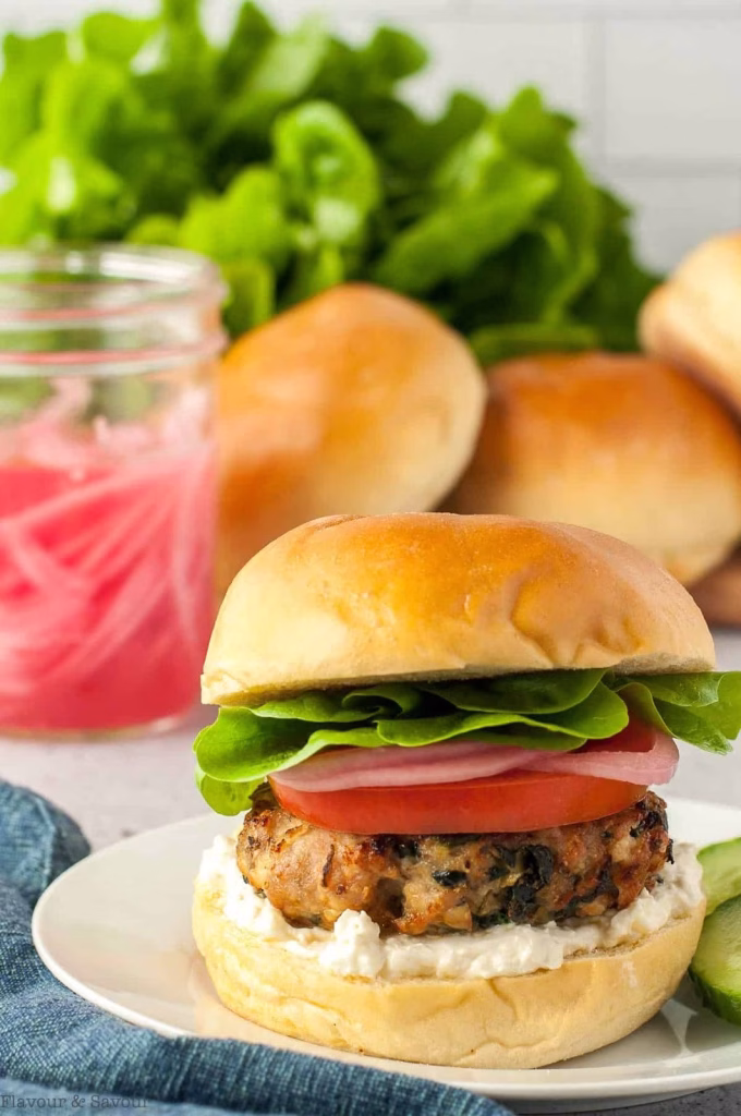  Greek Feta and Spinach Chicken Burgers
