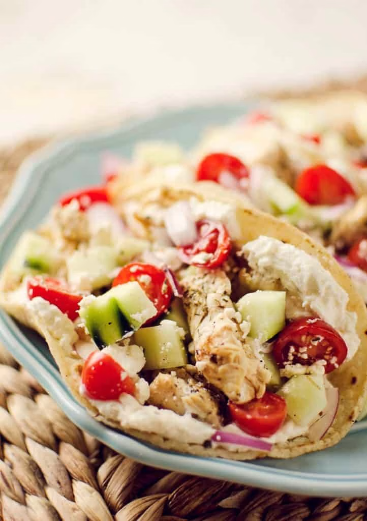 Greek Chicken Tacos with Tzatziki