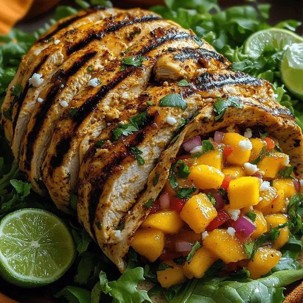 Fresh Mango Salsa Chicken Wraps