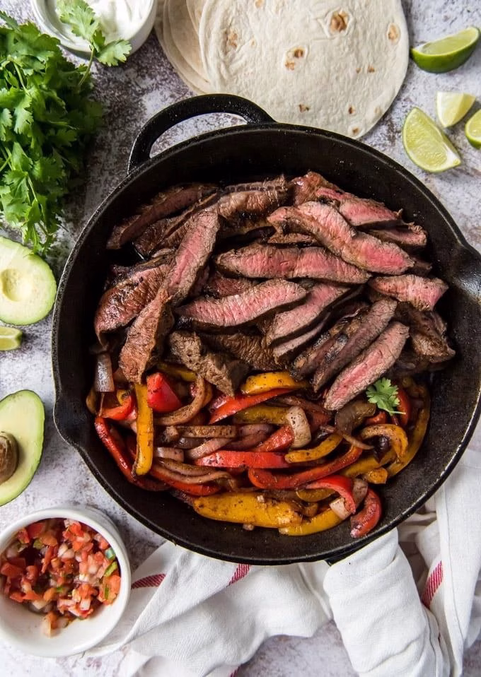 Round Steak Fajitas with Bell Peppers