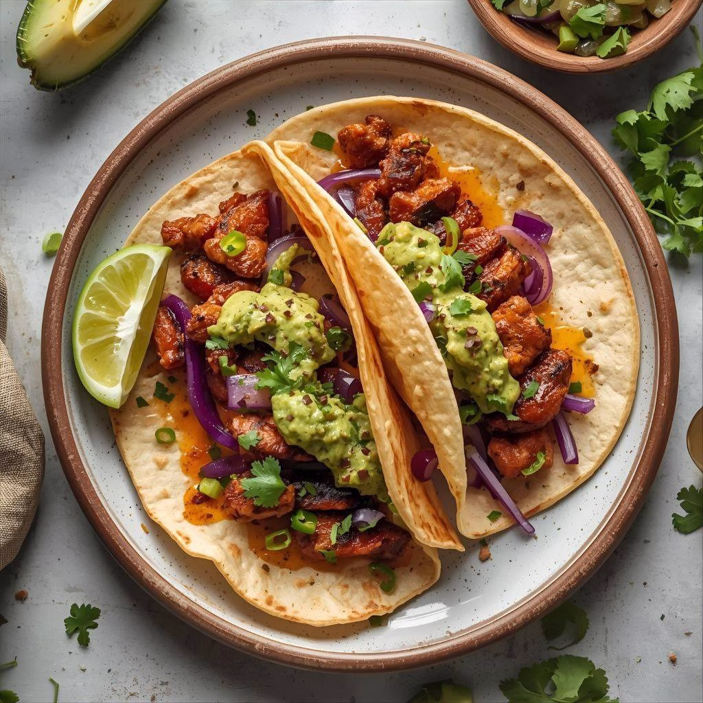 Crispy Poblano Chicken Tacos with Avocado Jalapeno Salsa Recipe