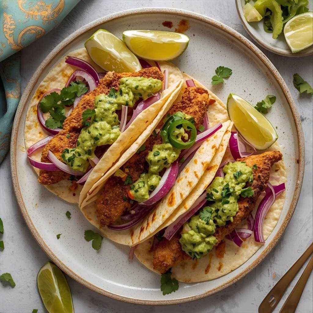 Crispy Poblano Chicken Tacos with Avocado Jalapeno Salsa Recipe