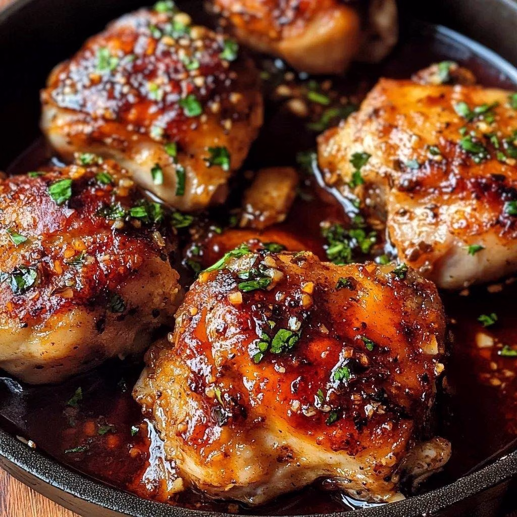 Sticky Honey Garlic Chicken Thighs