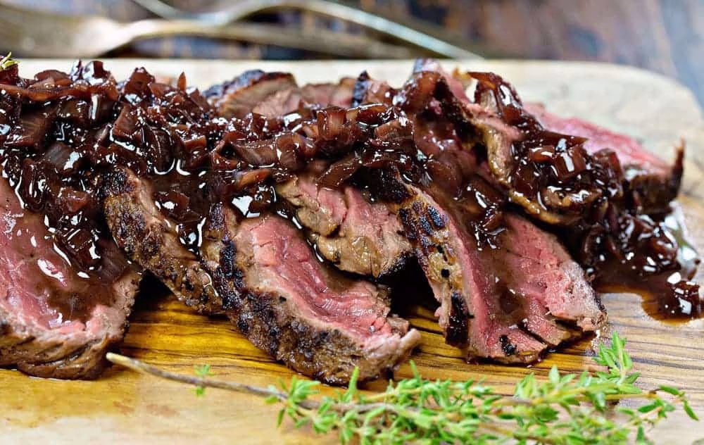 Petite Sirloin Steak with Red Wine Reduction