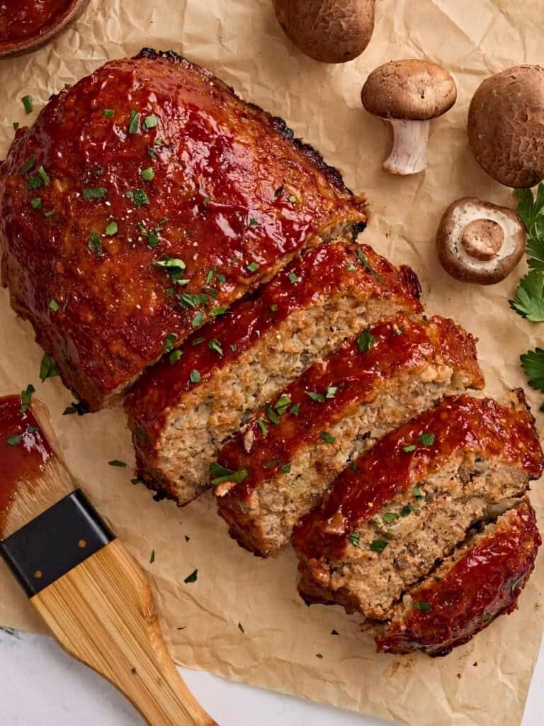 Mushroom and Onion Ground Chicken Meatloaf