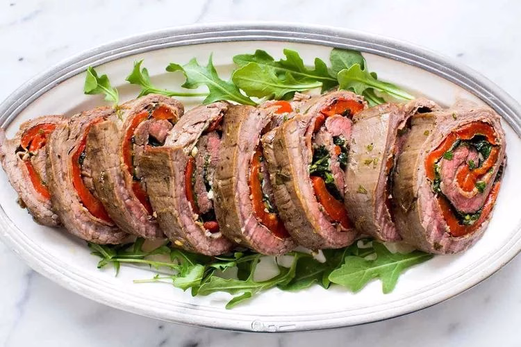 Pepper-Stuffed Grilled Flank Steak