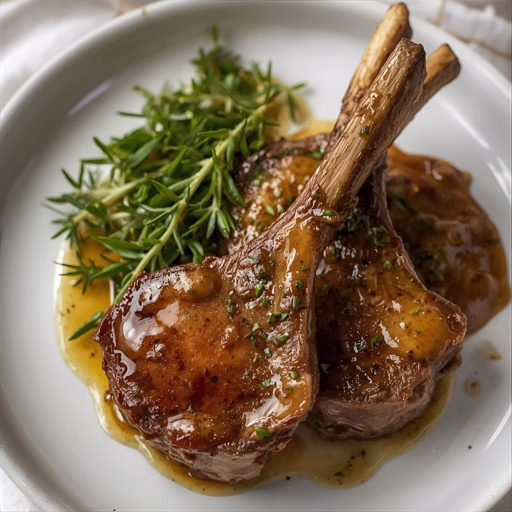 Lamb Chops with Mustard Thyme Sauce Recipe