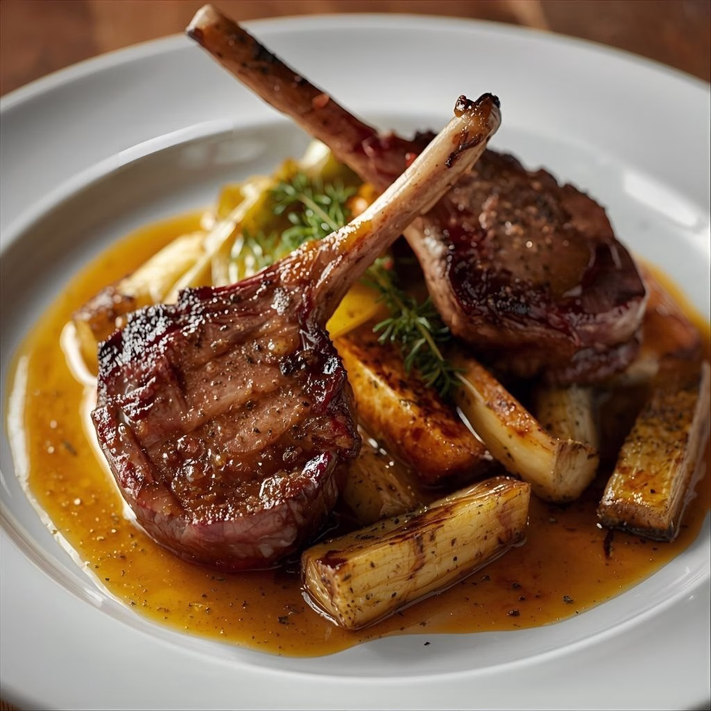 Lamb Chops with Mustard Thyme Sauce Recipe