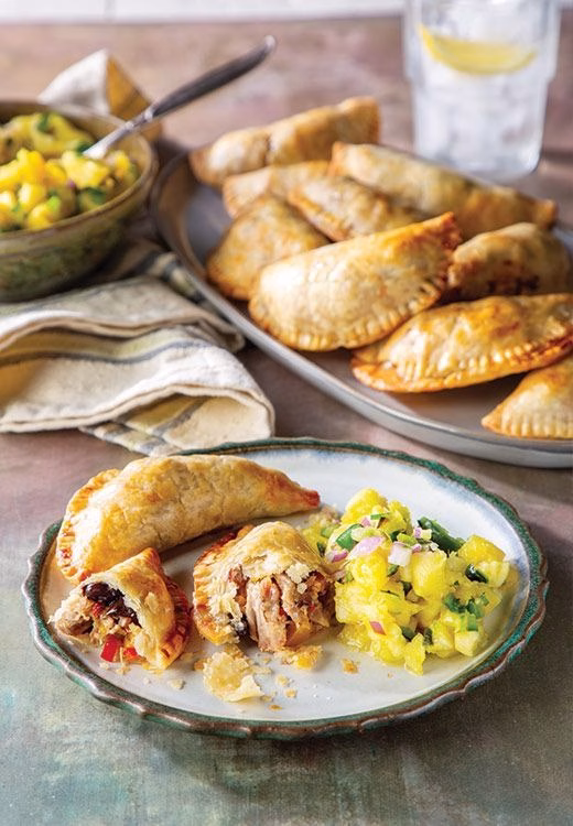 Pulled Pork Empanadas with Peach-Chipotle Barbecue Sauce