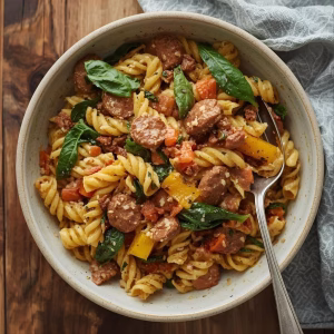 Creamy Roasted Butternut Squash Pasta with Sausage and Spinach Recipe