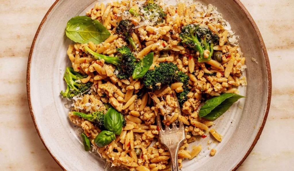 Charred Broccoli and Chicken Orzo