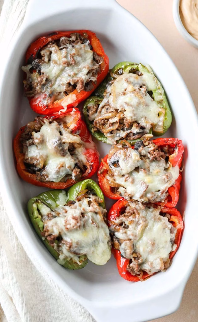 Low-Carb Cheesesteak Stuffed Peppers