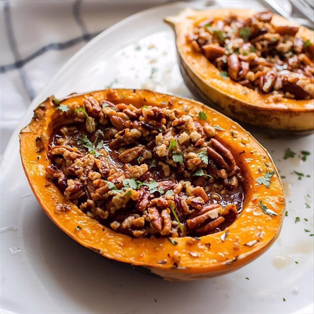 Maple Pecan Roasted Acorn Squash Recipe