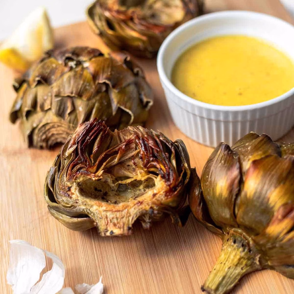Roasted Artichokes with Lemon Aioli