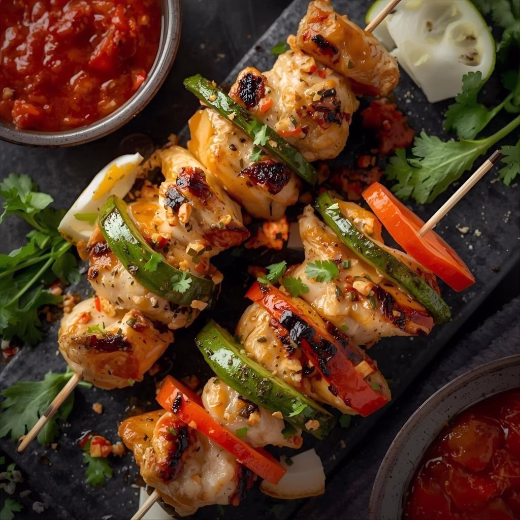 Grilled Thai Coconut Chicken Skewers Recipe