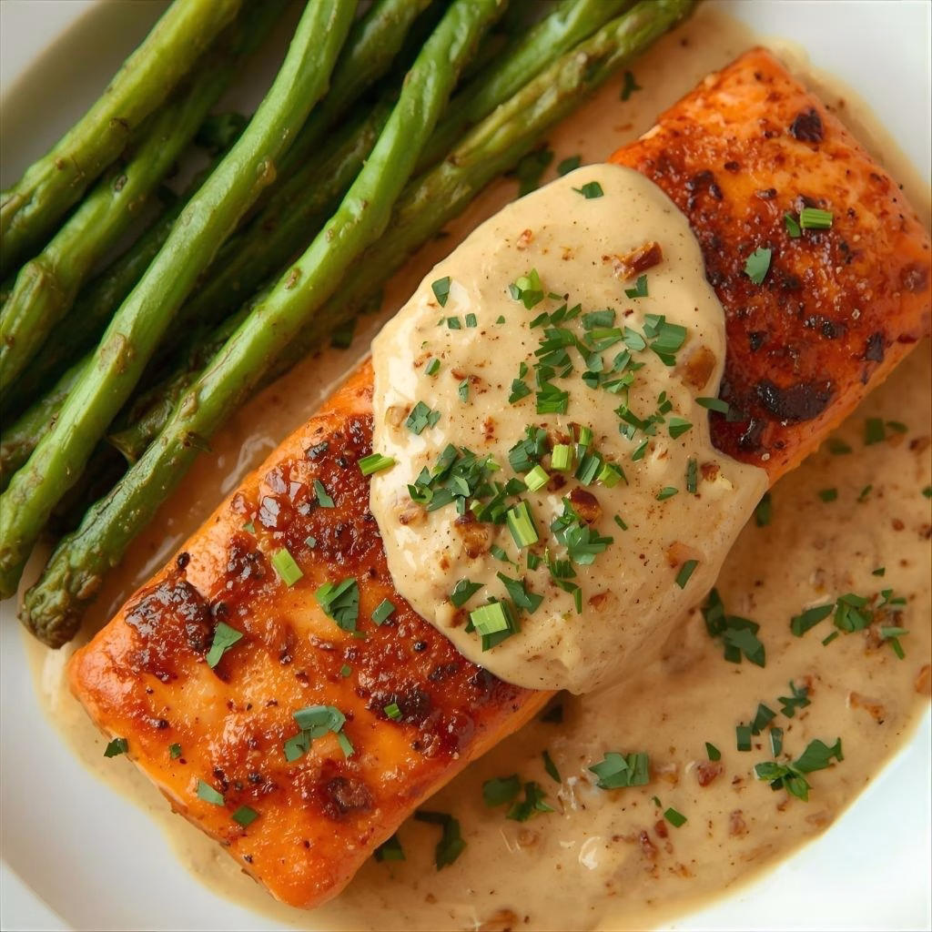 Blackened Salmon in Creamy Cajun Sauce Recipe