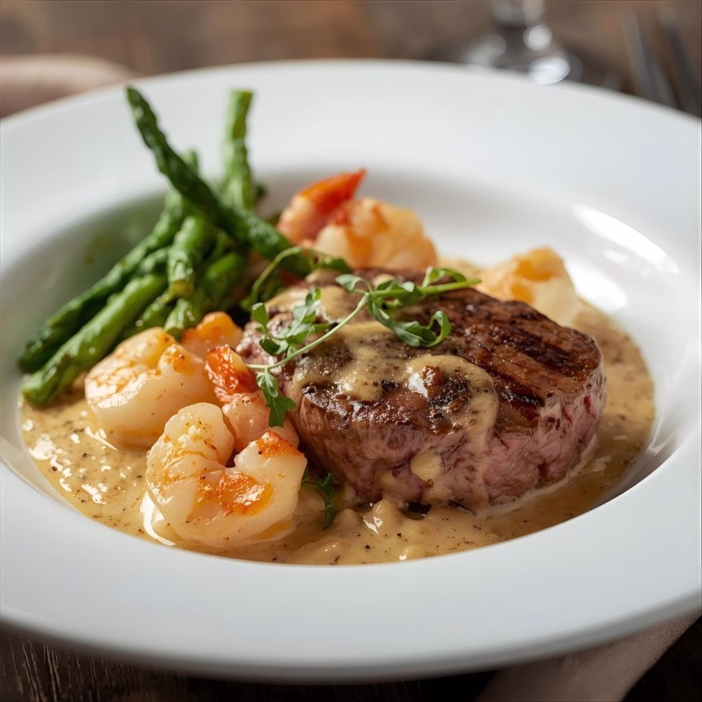 Steak with Shrimp and Lobster Sauce Recipe
