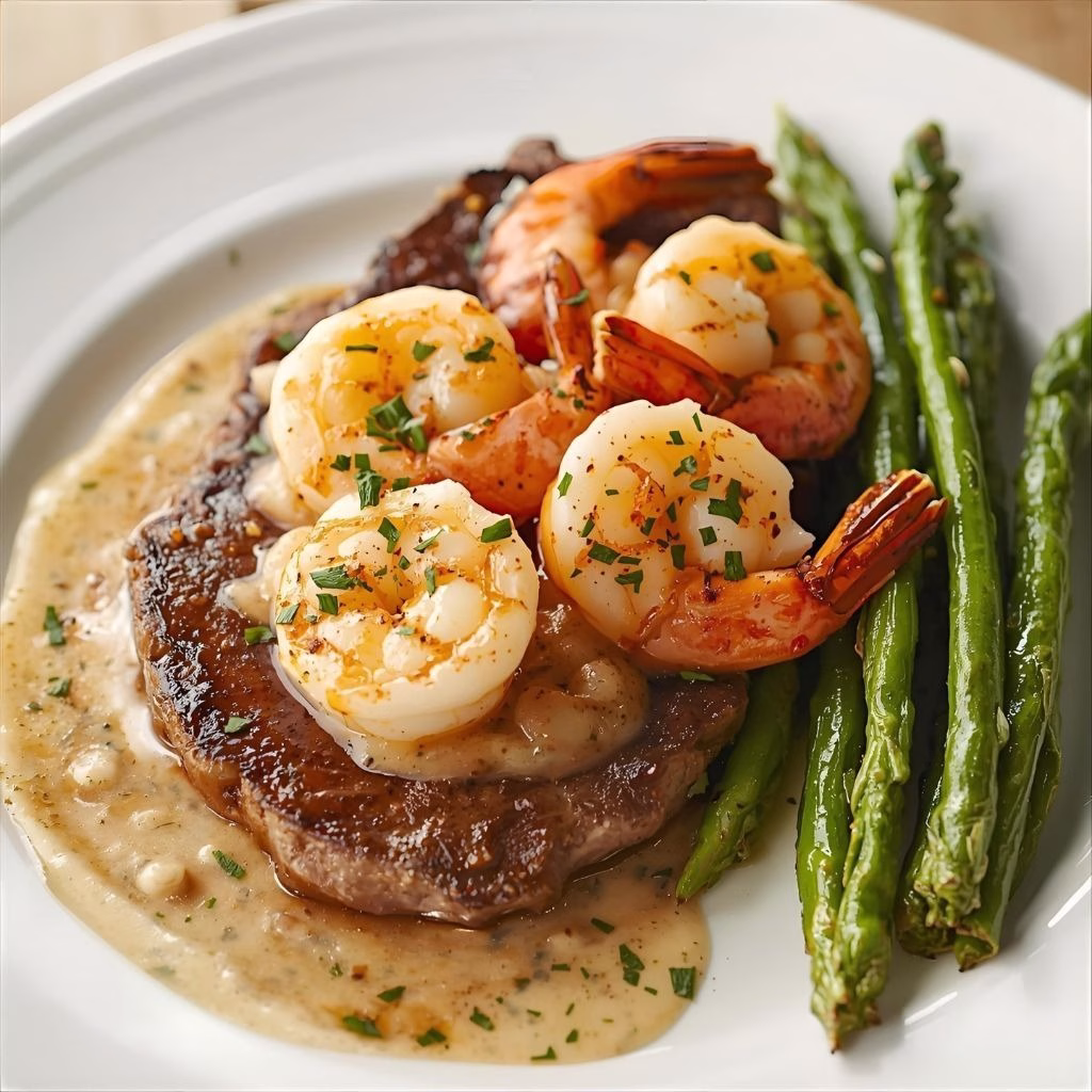 Steak with Shrimp and Lobster Sauce Recipe