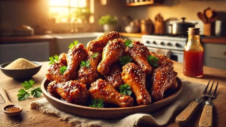  Sticky Honey Garlic Chicken Wings