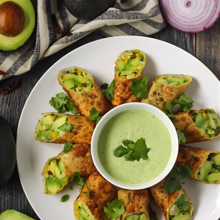 Avocado Egg Rolls with Dipping Sauce Recipe