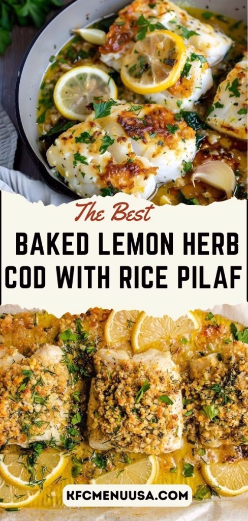 Baked Lemon Herb Cod with Rice Pilaf Recipe