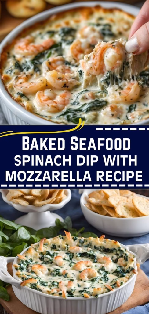 Baked Seafood Spinach Dip with Mozzarella Recipe