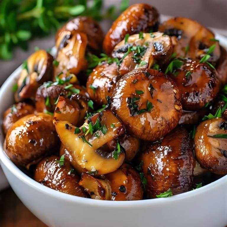 Balsamic Soy Roasted Garlic Mushrooms Recipe