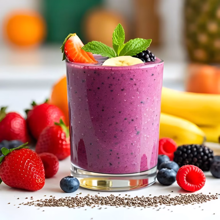 Berry Blast Smoothie with Flaxseed Recipe