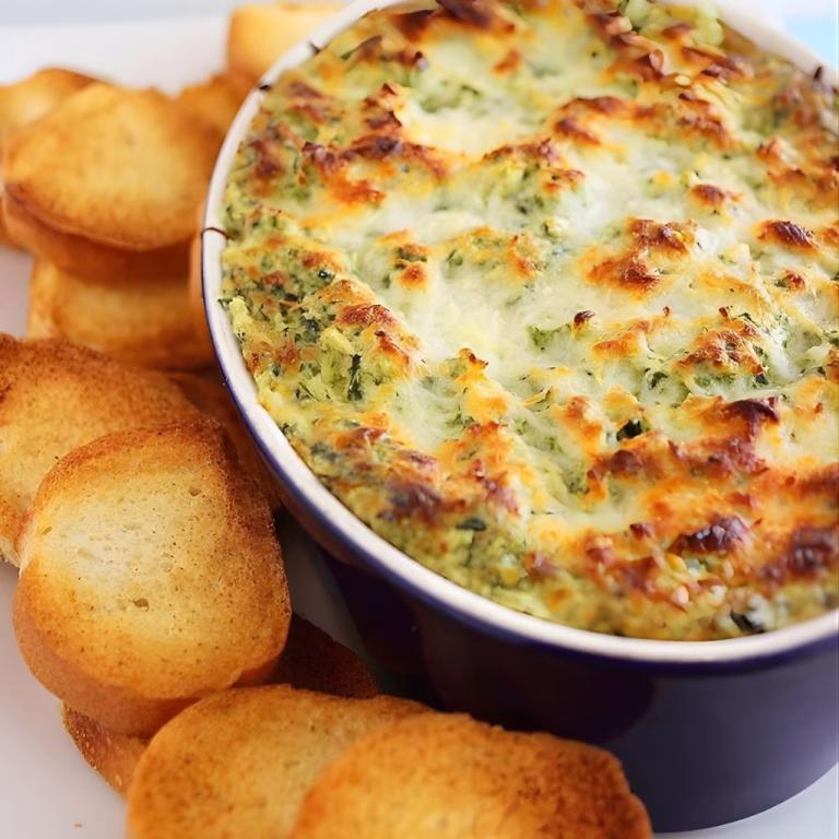 Cheesy Spinach Artichoke Dip with Crackers Recipe
