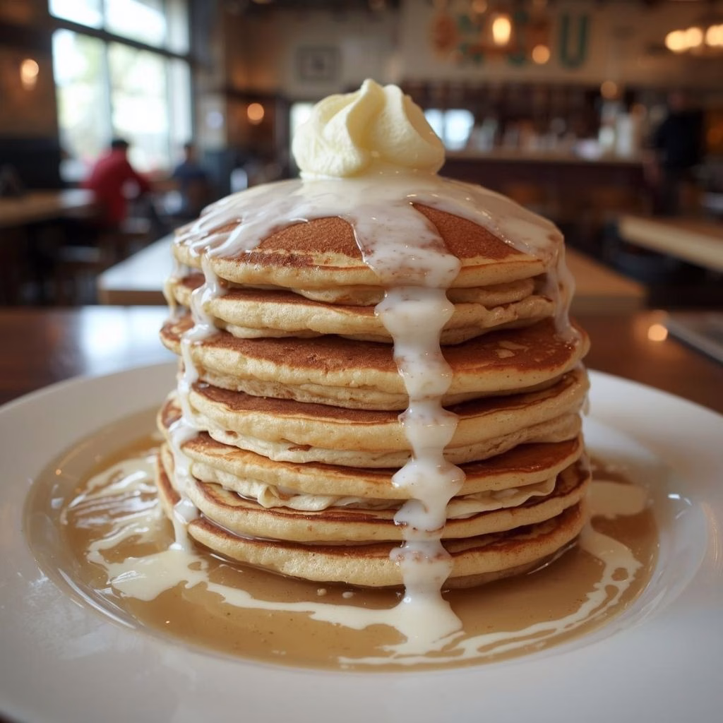 Cinnamon Roll Pancakes with Cream Cheese Glaze Recipe