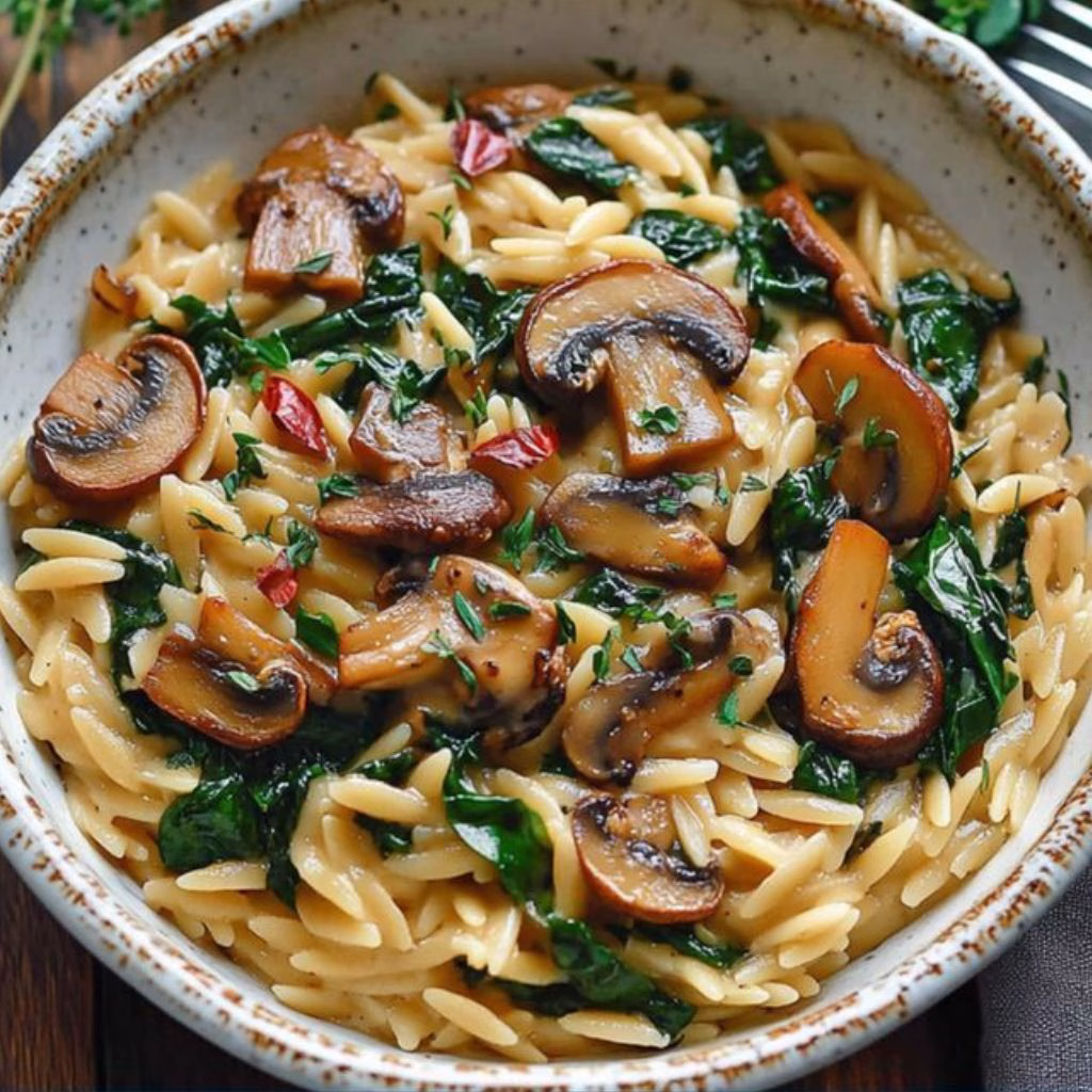 Creamy Mushroom and Spinach Orzo Recipe