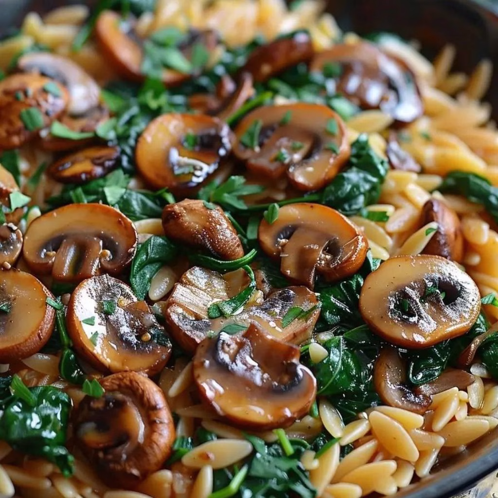 Creamy Mushroom and Spinach Orzo Recipe