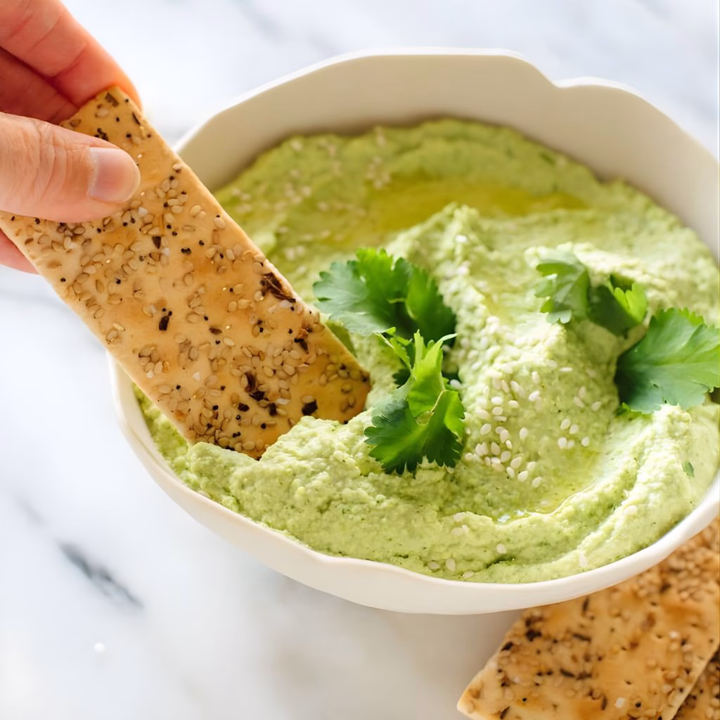 Edamame Hummus with Pita Bread Recipe