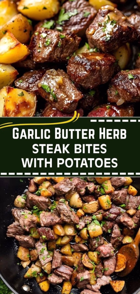 Garlic Butter Herb Steak Bites with Potatoes Recipe 