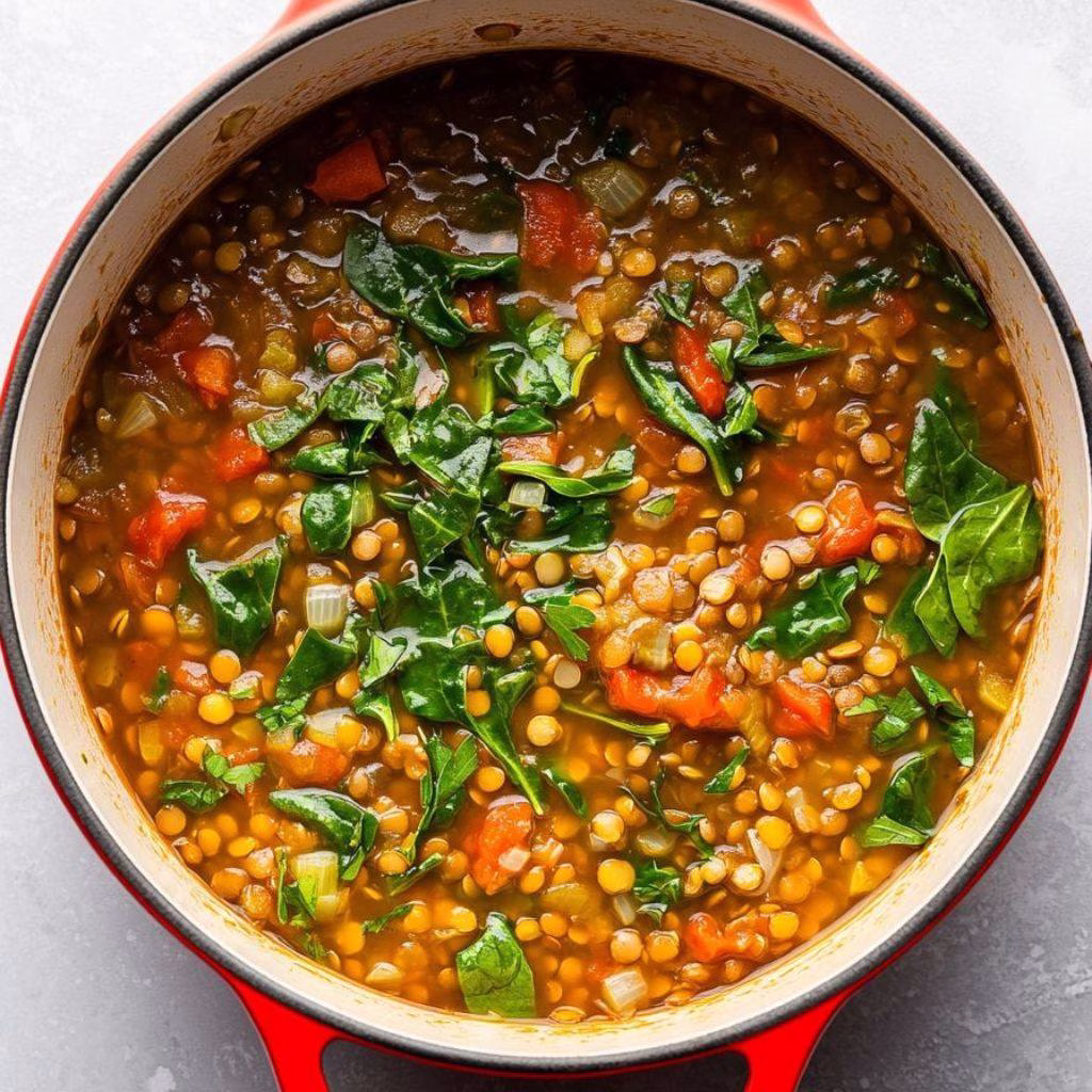 Lentil Soup with Spinach and Tomatoes Recipe