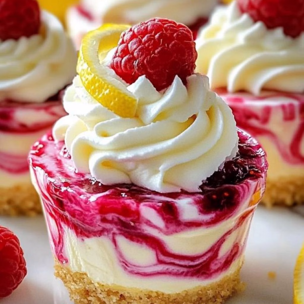 Luscious Lemon Raspberry Swirl Cheesecake Cups Recipe
