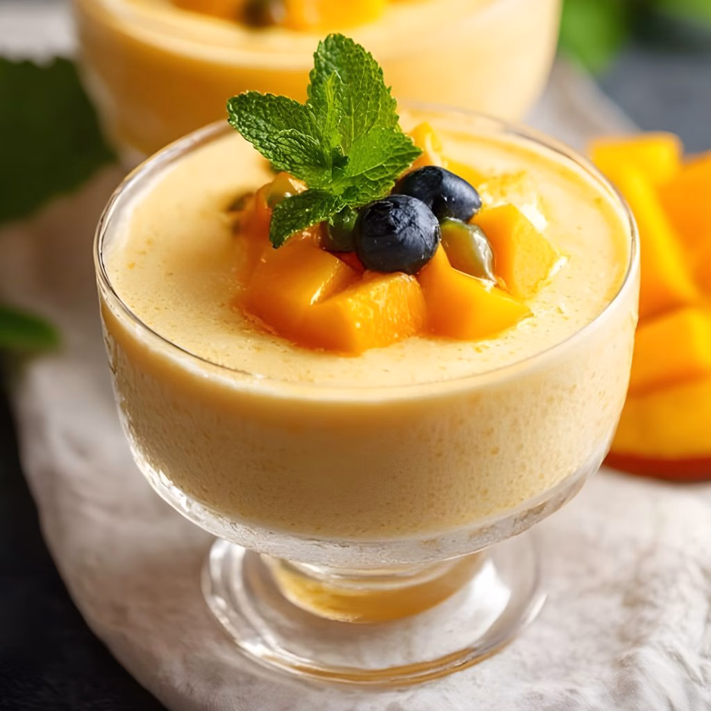 Mango Mousse with Whipped Cream Recipe