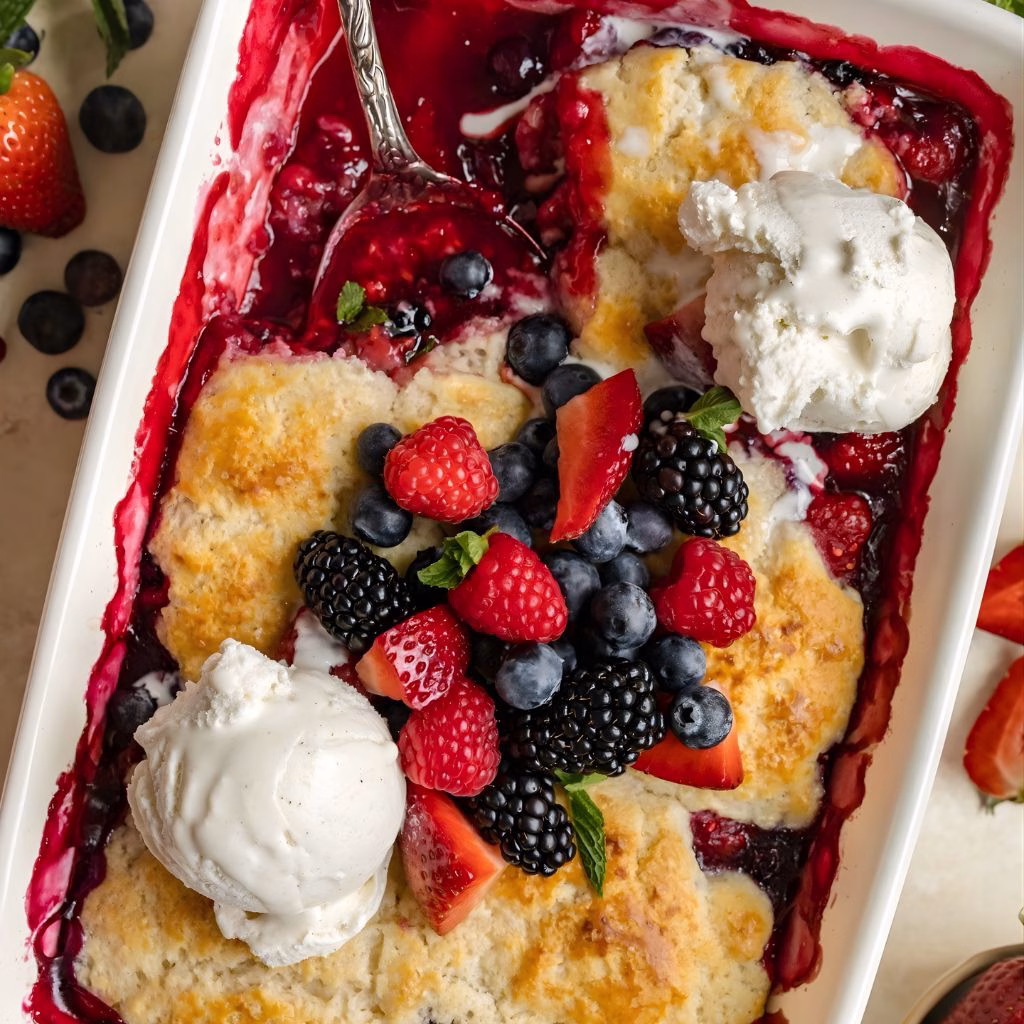 Mixed Berry Cobbler with Biscuit Topping Recipe